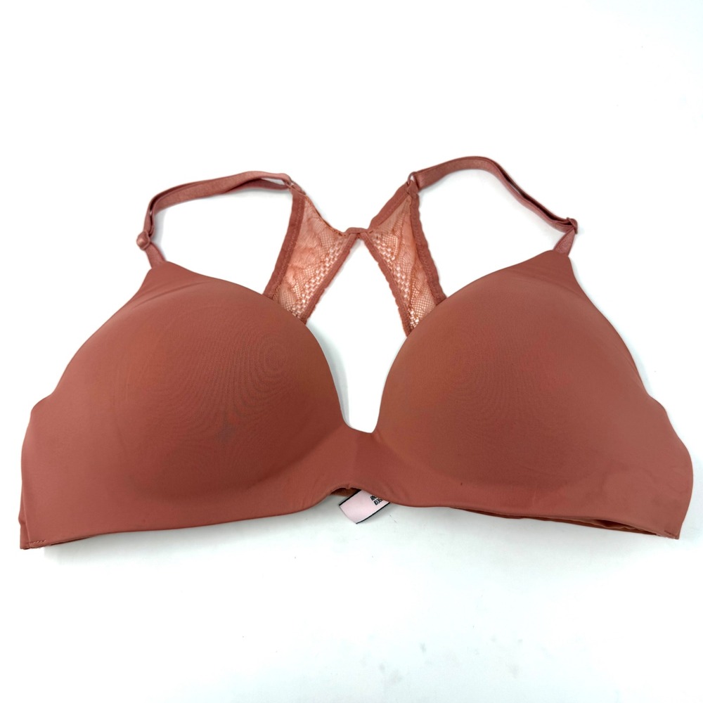 Victoria's Secret T-Shirt Lightly Lined Wireless Bra 34C Rose Lace Racerback